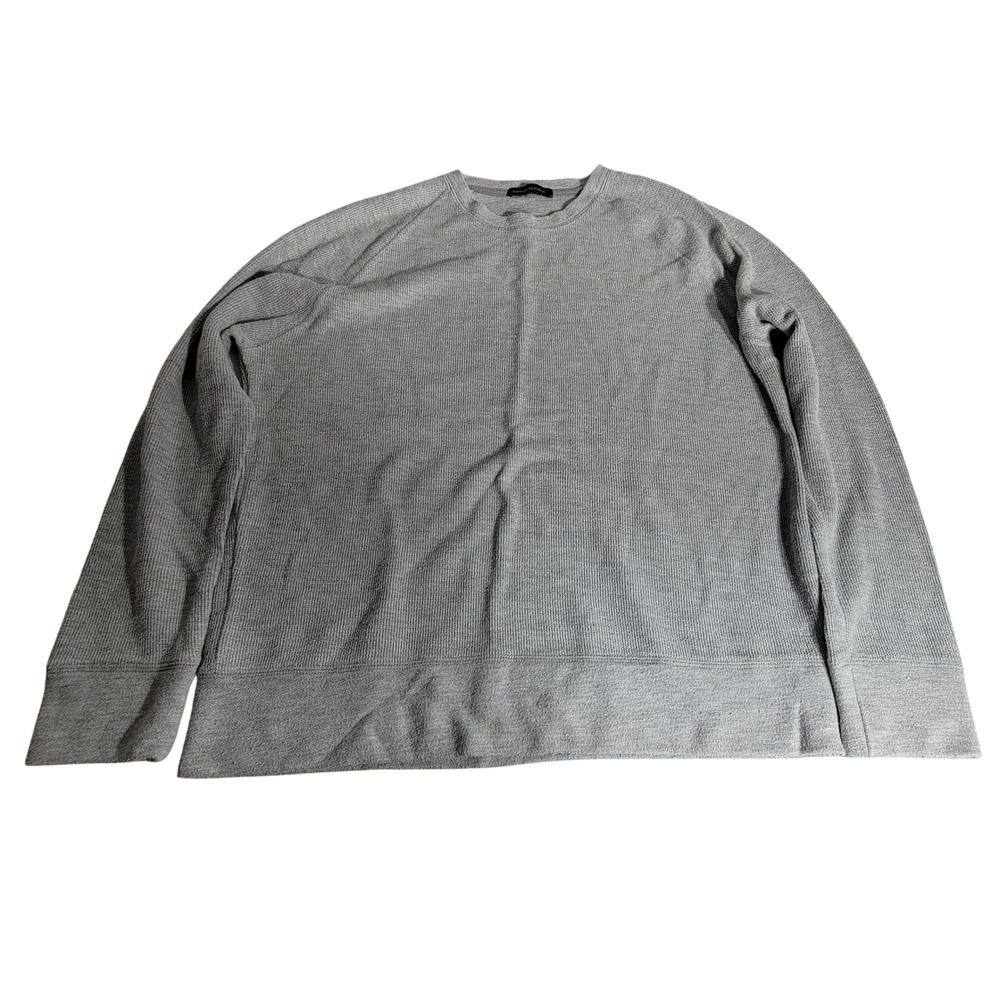 Banana Republic Mens Grey Waffle Knit Thermal Long Sleeve Crew Neck Shirt 2XL